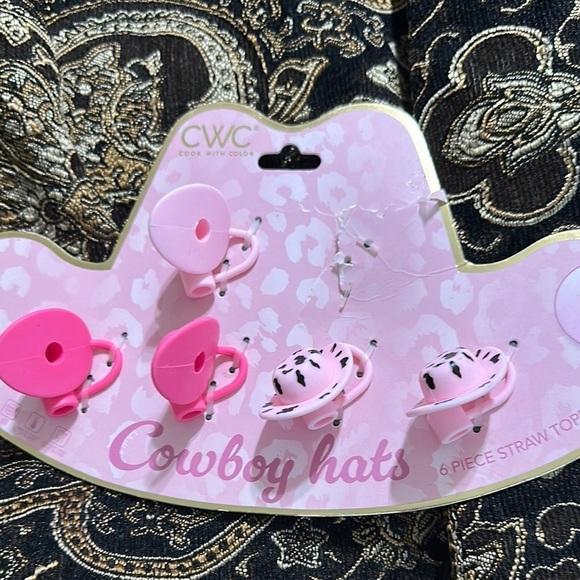 Pink and Black Cowboy Hat Straw Covers - Picture 2 of 3